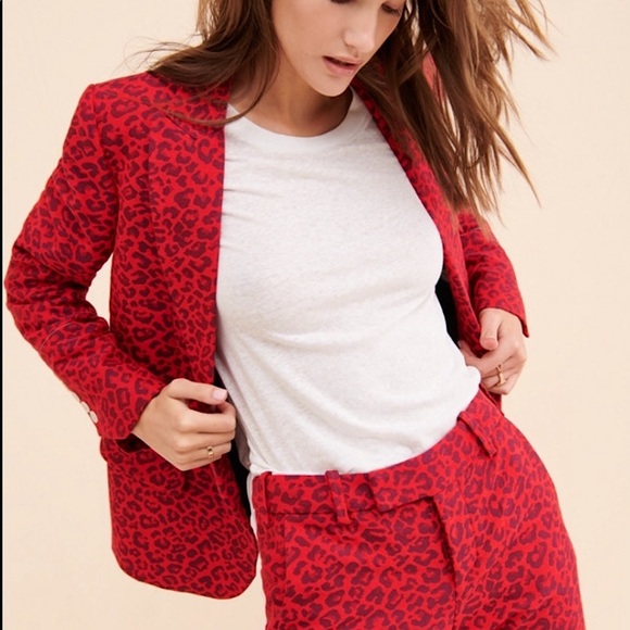 Zadig & Voltaire Jackets & Blazers - 🎉HP🎉🐆LIKE NEW ZADIG & VOLTAIRE RED LEOPARD BLAZER JACKET🐆